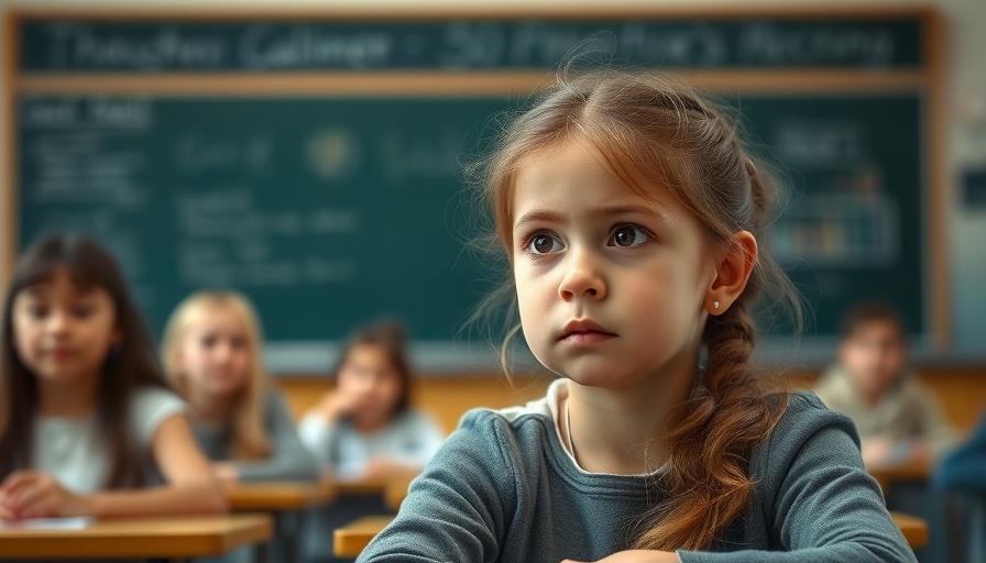 Signs of bullying in children: Concerned girl in classroom.