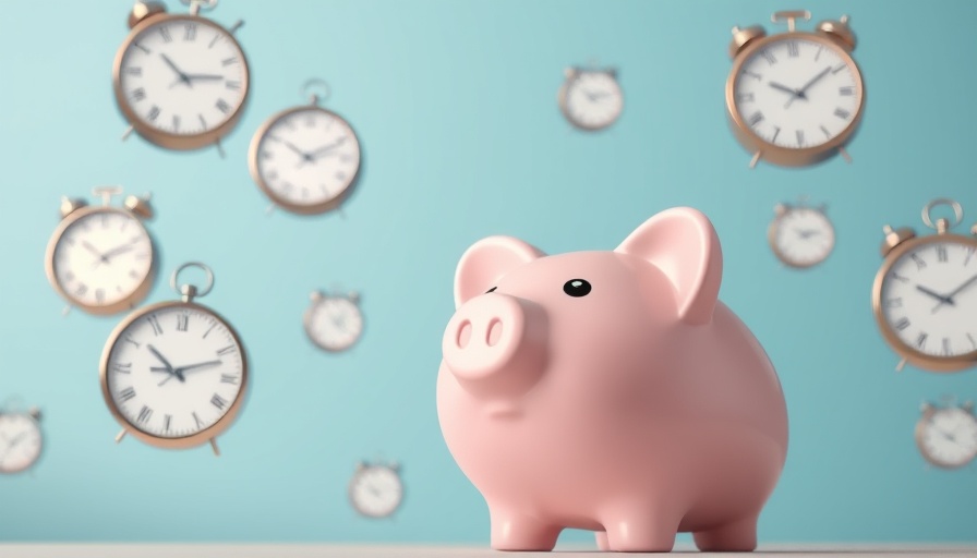 Piggy bank and clocks illustrating concepts to boost work productivity.