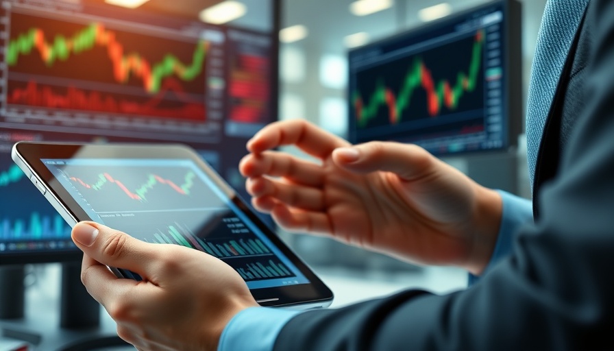 Analyzing financial data on smartphone and tablet, optimizing business operations with AI
