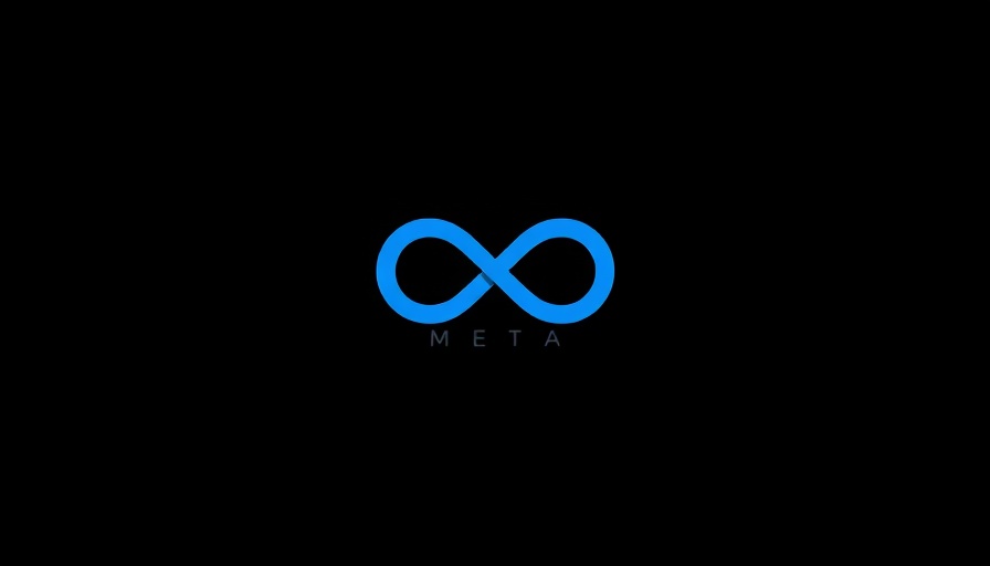 Meta logo with infinity symbol on black background.