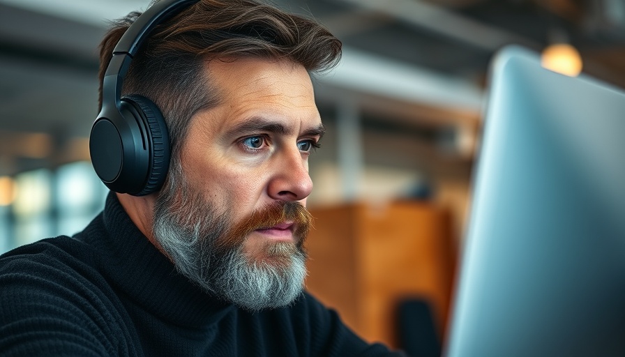 Middle-aged man working in office, four-day work week overemployment concept.