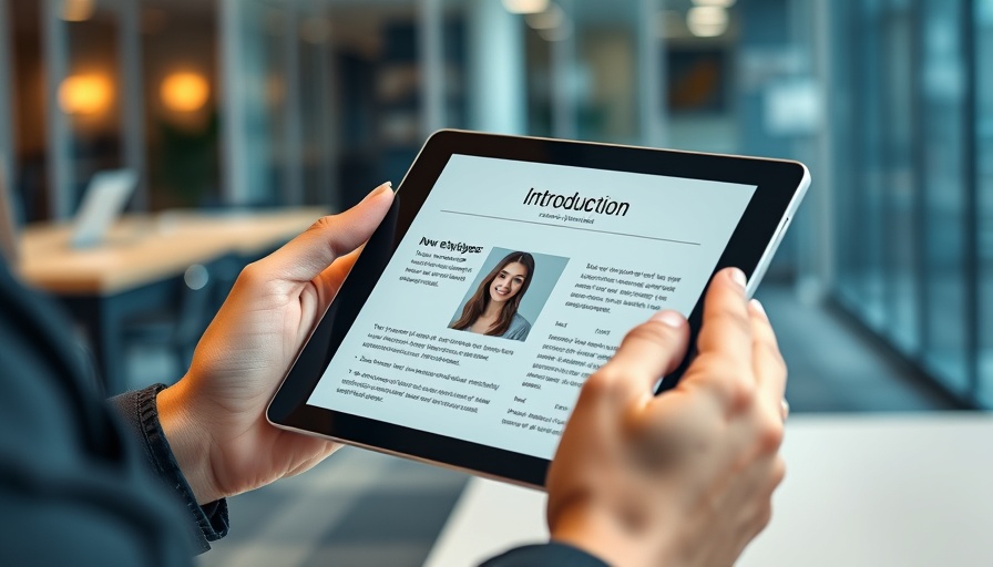 Tablet displaying introduction template for new employees.