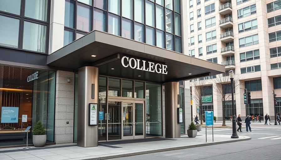 Front entrance of Hunter College, urban daytime scene.