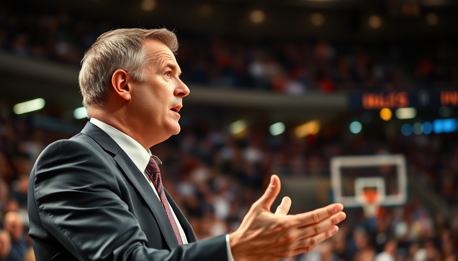 Man in a suit gesturing passionately at a sports event, highlighting work-life balance.