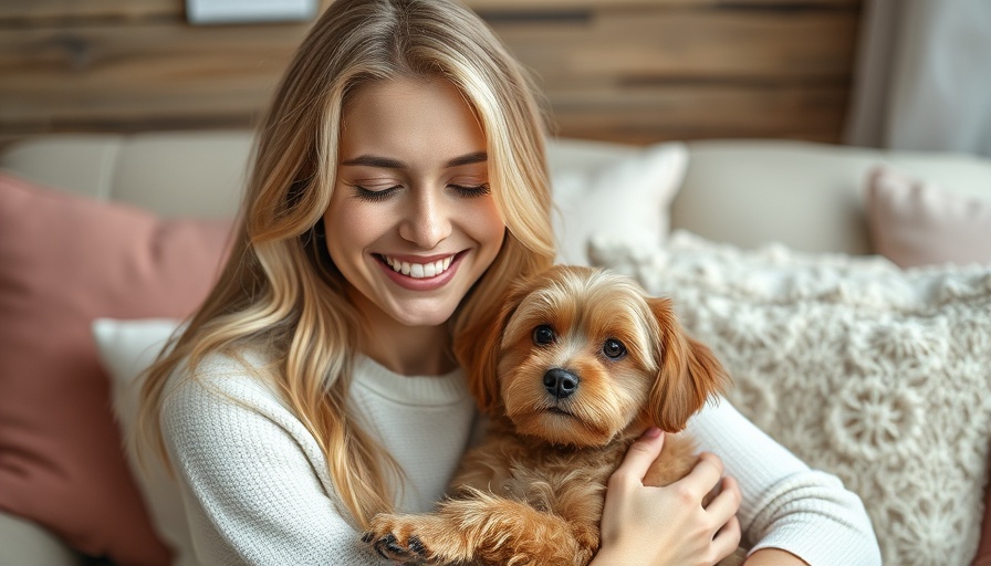 Blonde woman holding a dog at a free adoption event.