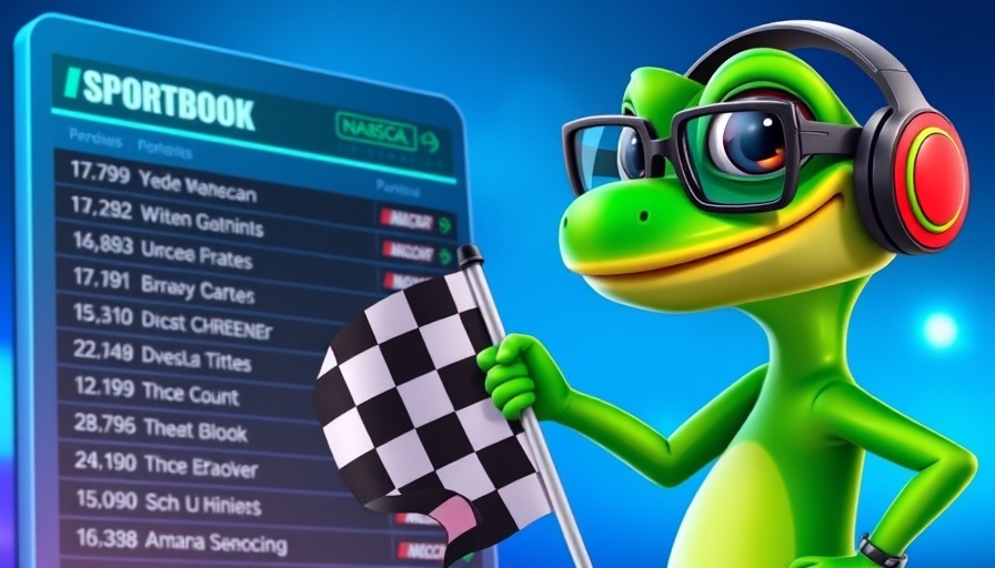 Animated lizard with glasses in NASCAR Fantasy Sportsbook.