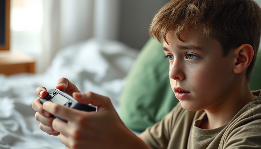 Teen engaged with gaming device, highlighting gaming addiction.