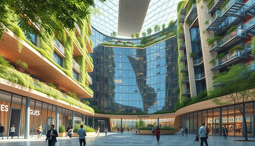 Eco-friendly building with plants representing low carbon labels in real estate.