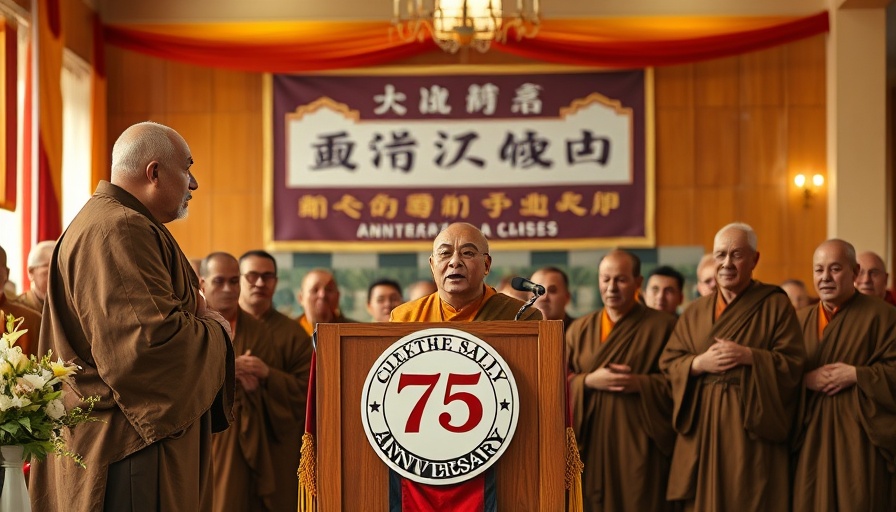 Higher ideals and community service celebrated by monks at an anniversary event.
