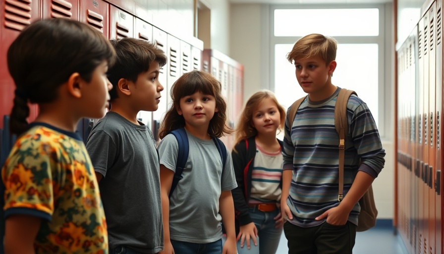 Bullying and racial slurs in schools: children bullying, adult discussing.
