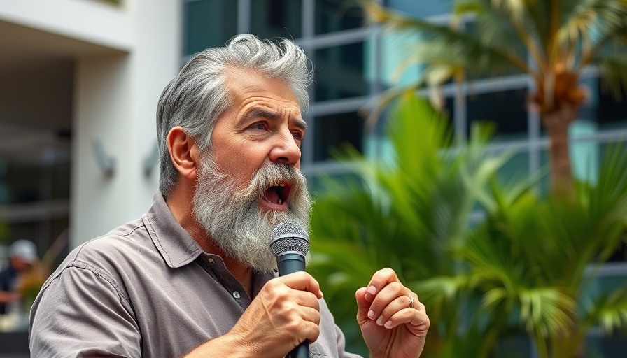 Man speaking about DPWH uniform policy amidst greenery.