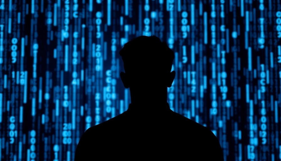 Silhouette of person against digital code, AI must not decide humanity's fate.