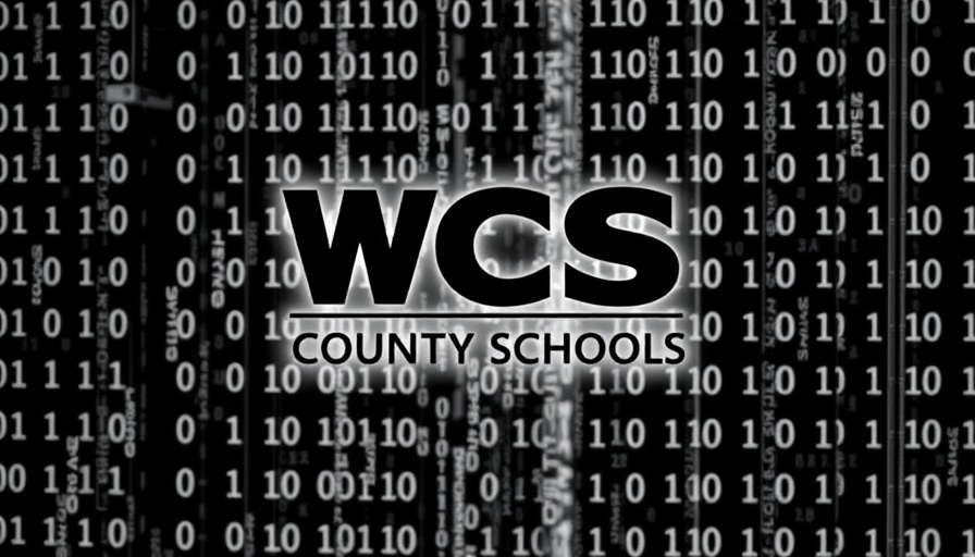 Williamson County Schools logo with binary code, symbolizing online safety for children.