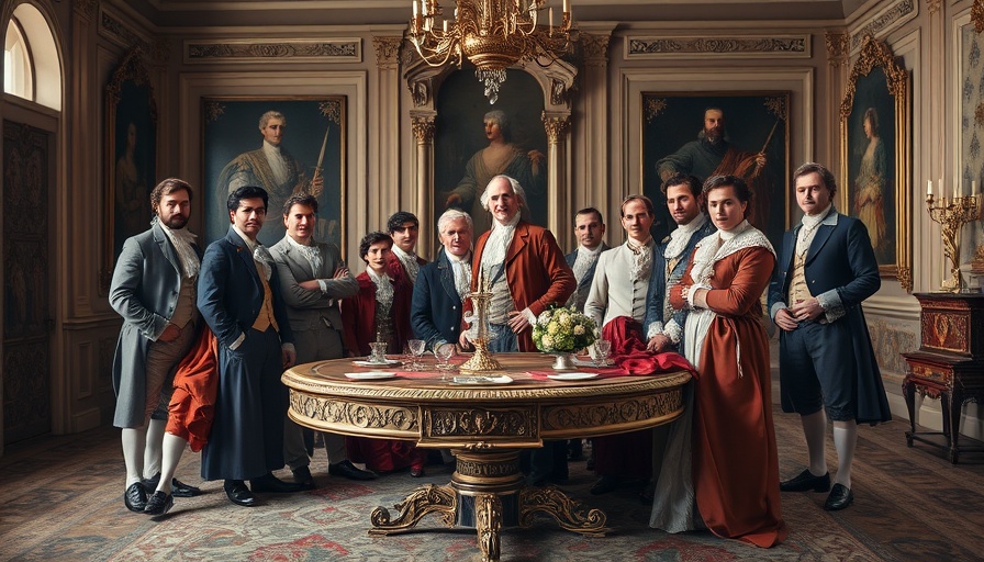 Classic painting of men in 18th-century attire, symbolizing avoiding outdated solutions in technology.
