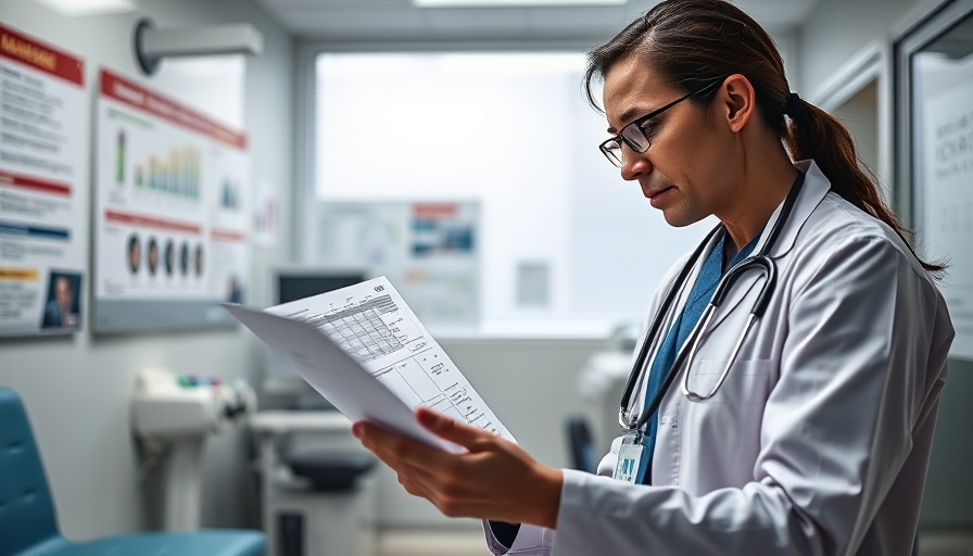 Medical professional examining chart in clinic, depicting medical error vs misstep.