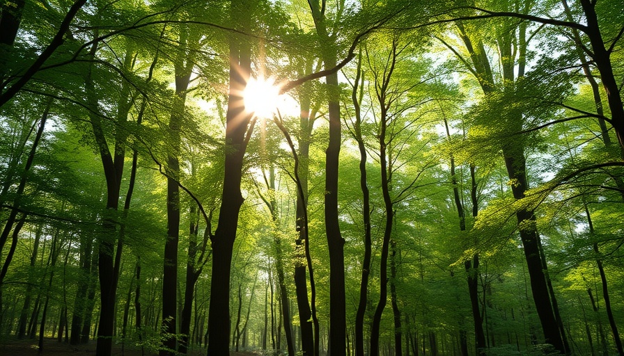 Forest scene epitomizing inner peace through nature's serenity.