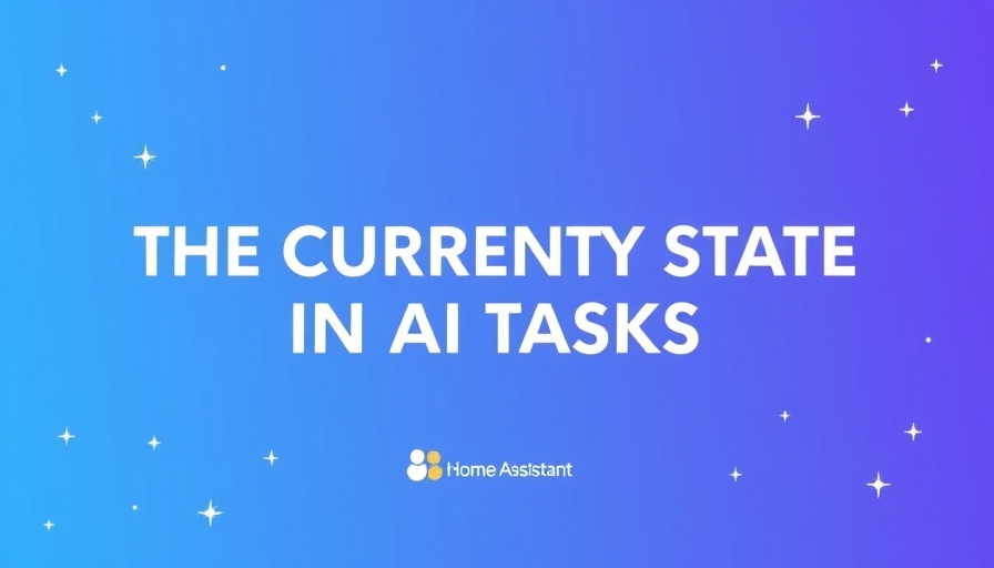 AI in Home Automation abstract graphic with text and star motifs.