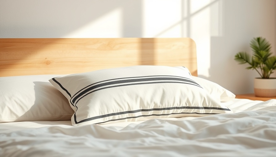 Eco-friendly bedroom with pillow and wooden headboard