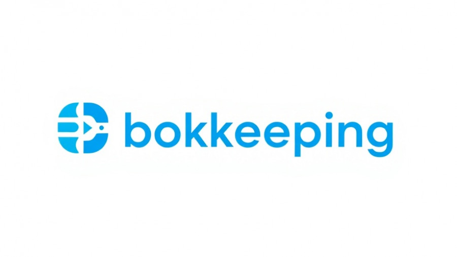 Minimalistic blue bookkeeping logo, financial management.