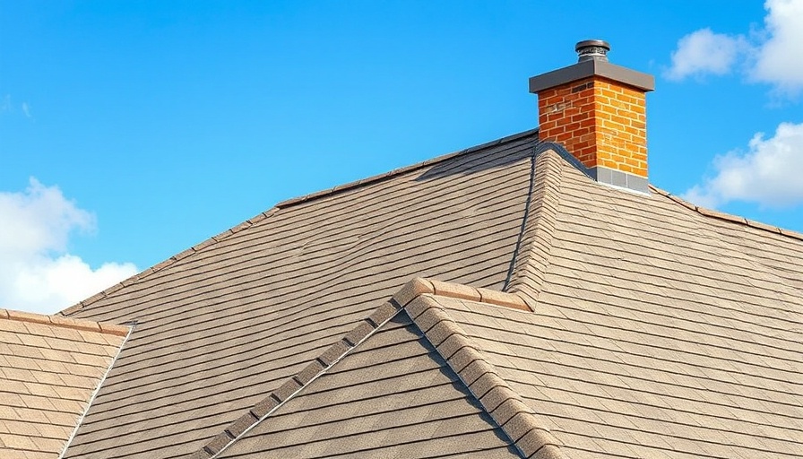 Newly installed shingled roof under blue sky.