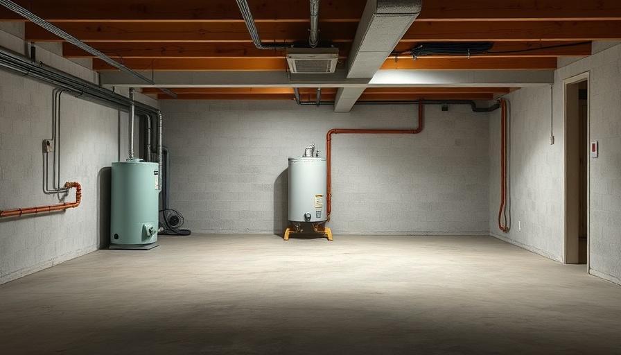 Spacious basement scene illustrating prevention of carbon monoxide leaks from water heaters.
