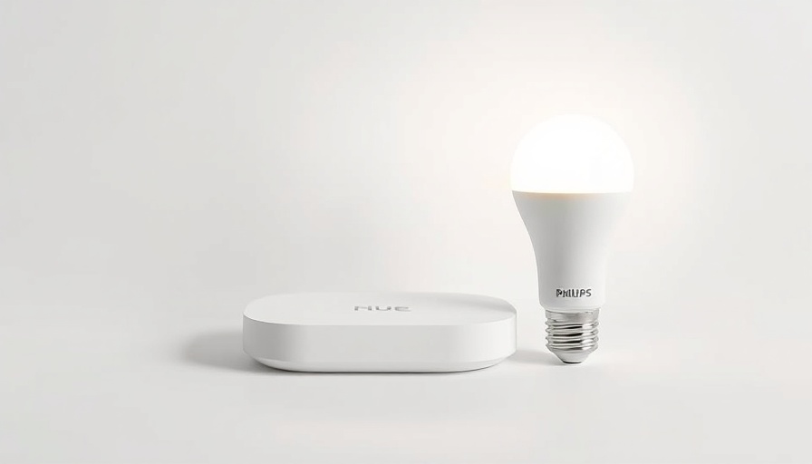 Philips Hue home automation devices on white surface.