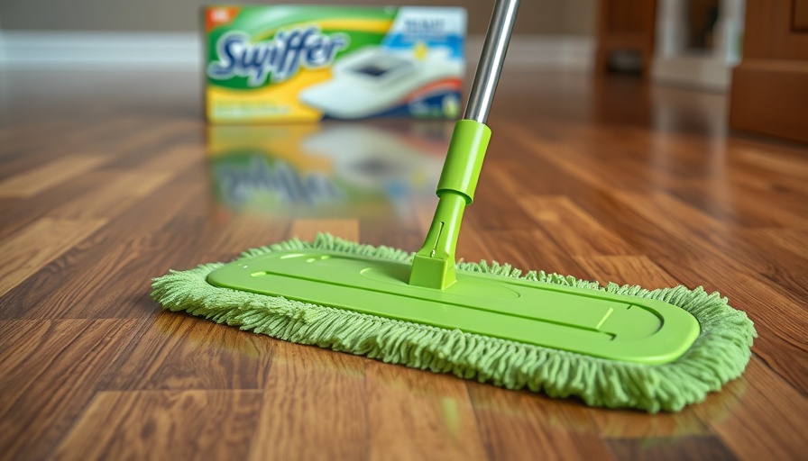 Close-up of a Swiffer on wood floor, can you use a Swiffer on vinyl plank flooring?