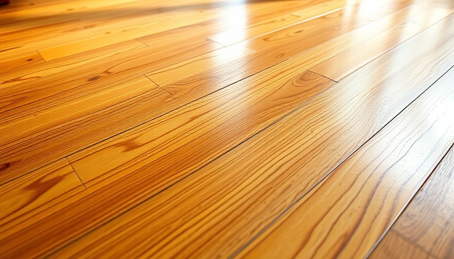 Shiny engineered hardwood floor close-up showcasing wood grain patterns.