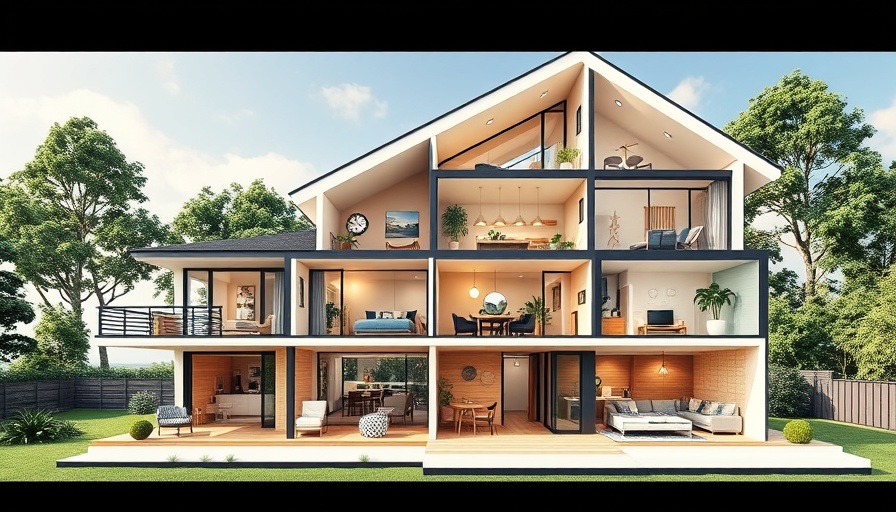 Cross-section of a modern house illustrating the stack effect concept.