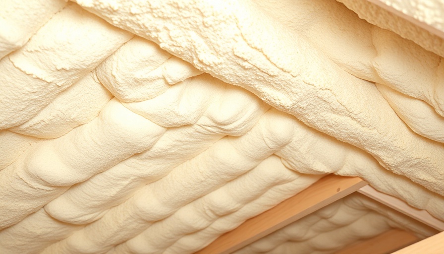Foam insulation in attic to improve home energy efficiency, close-up.