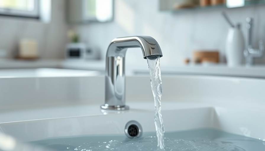 Elegant faucet with running water in a well-lit bathroom