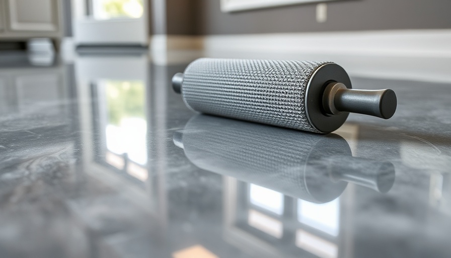 Close-up textured roller on epoxy basement floor