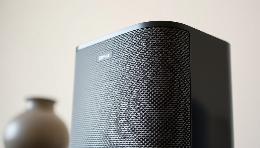 Close-up of modern Sonos speaker showing sleek design.