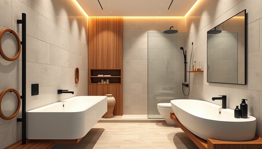 Modern bathroom with smart technology and elegant design.