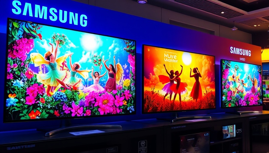 Home Automation electronics: vibrant UHD TVs in store display.