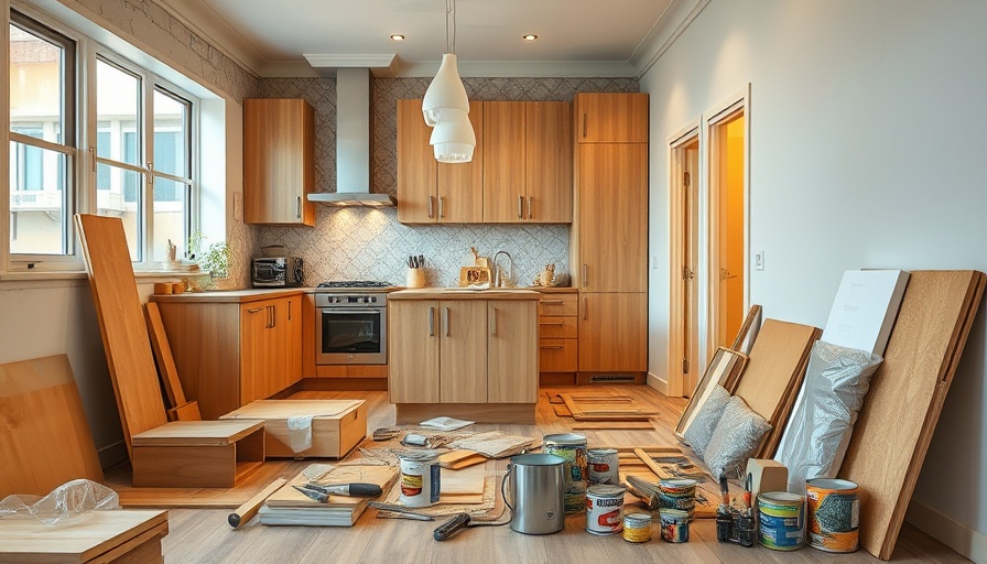 Home improvement news: kitchen renovation tools scattered.