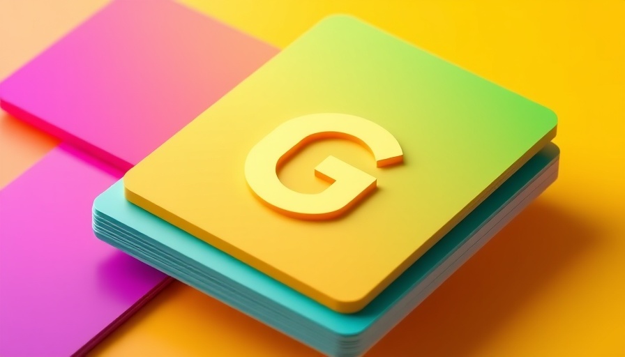 Digital G symbol on colorful cards, minimal design