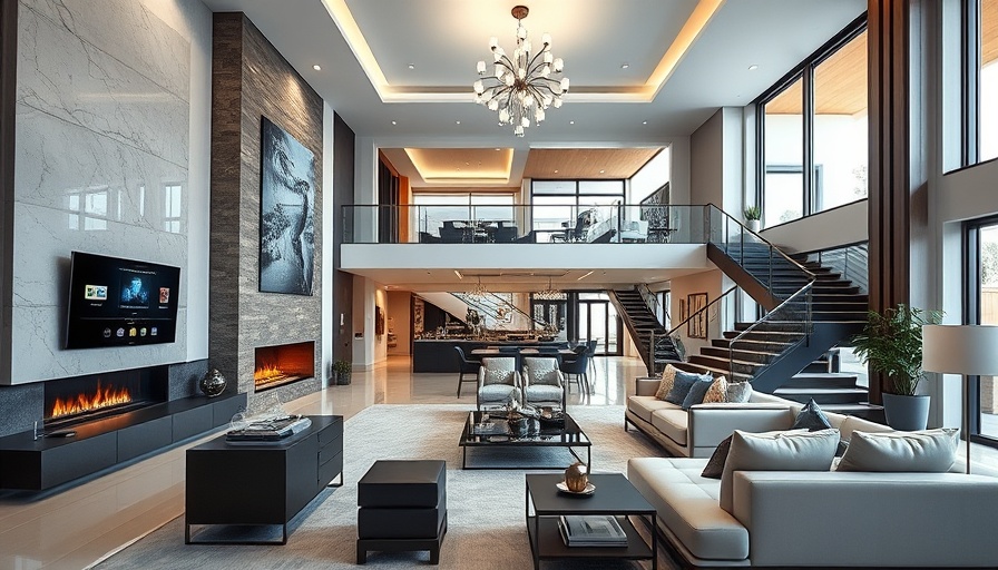 Luxurious living room with home automation services.