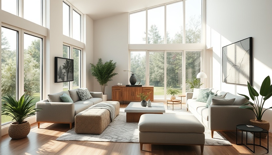 Modern living room with elegant furniture and sunlight