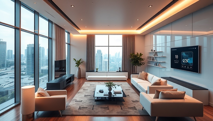Modern living room featuring smart home automations.
