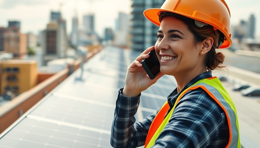 Home Improvement News: Woman inspecting solar panels on a rooftop.