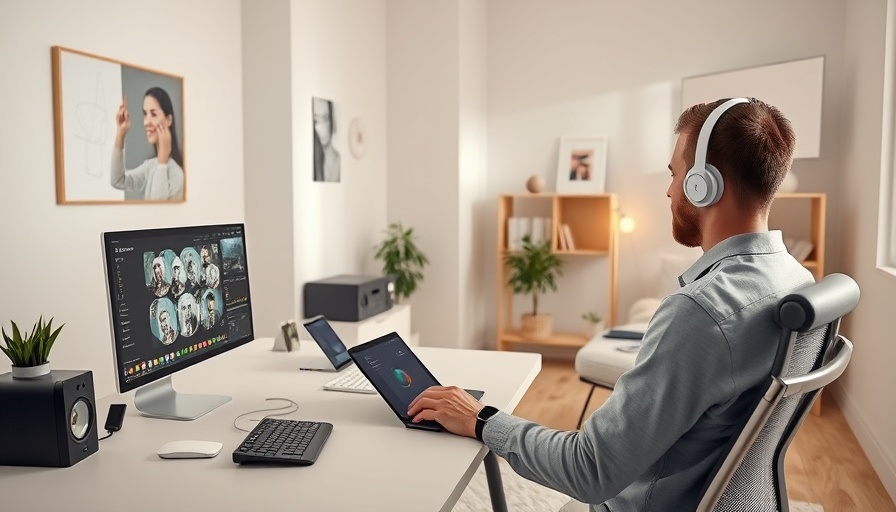 Person using Home Assistant in a modern office setup.
