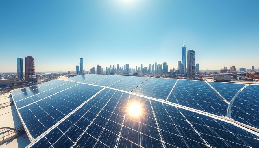 Smart Solar Panel Investments with city skyline and rooftop solar panels.
