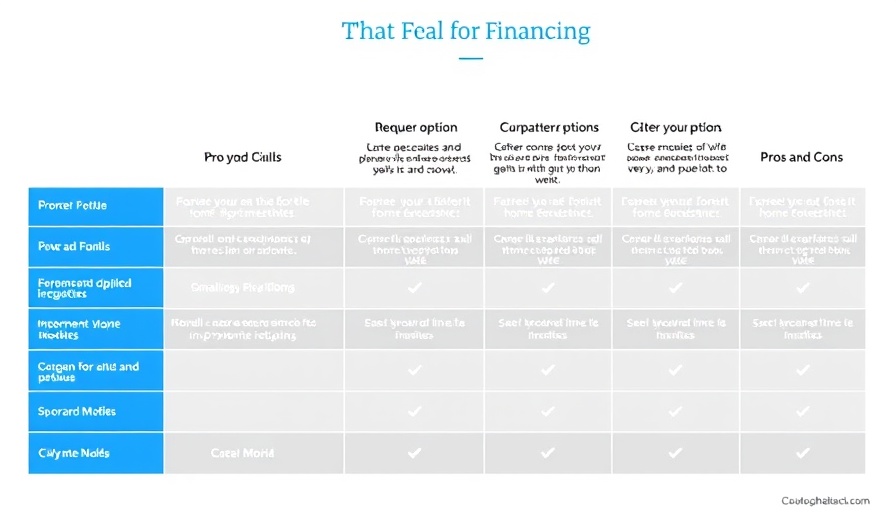 Home improvement financing options table with pros and cons.