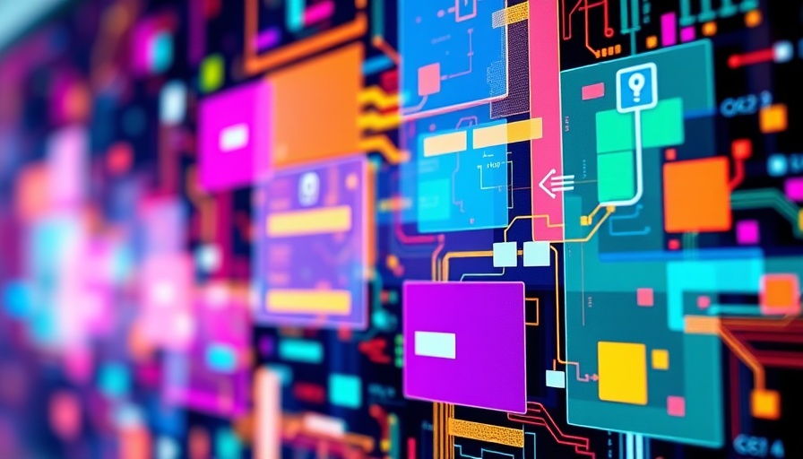 Colorful digital automation abstract design representing smart home automation.