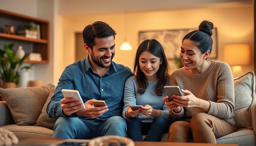 Family interacting with smart home devices in living room, family-friendly smart home automation.
