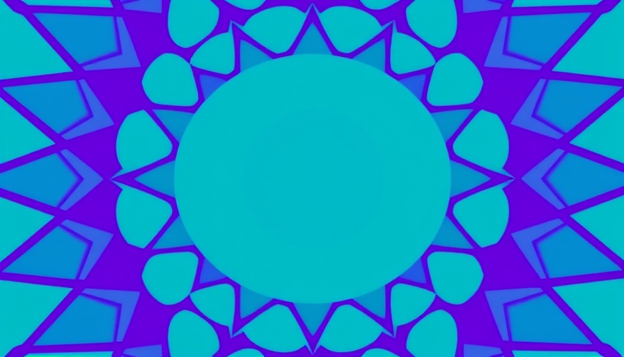 Abstract teal circle on purple grid for home improvement articles.
