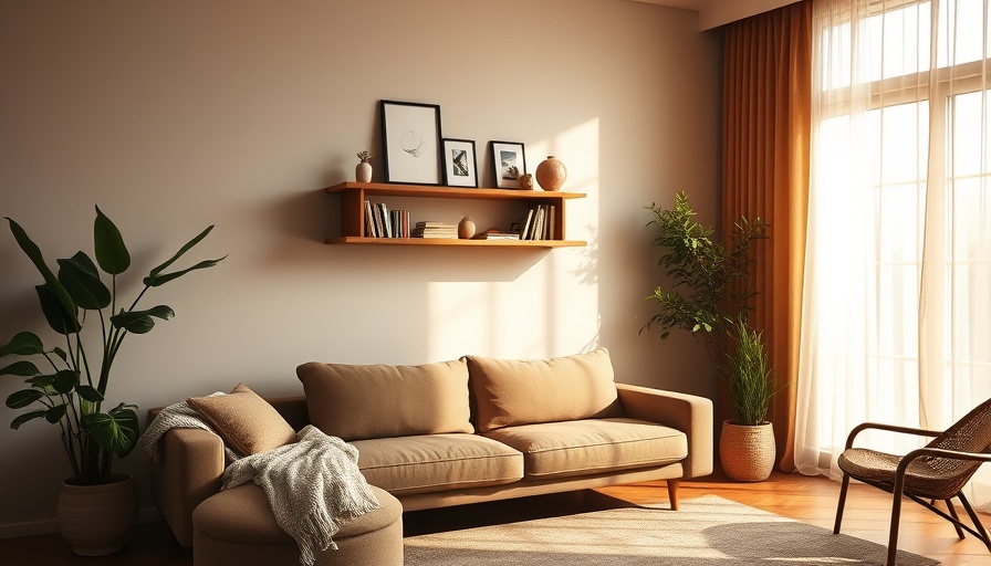 DIY wall shelf installation in a cozy living room.