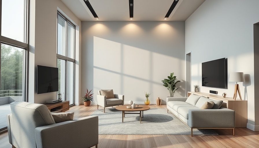 Modern living room with smart home devices for automation guide.