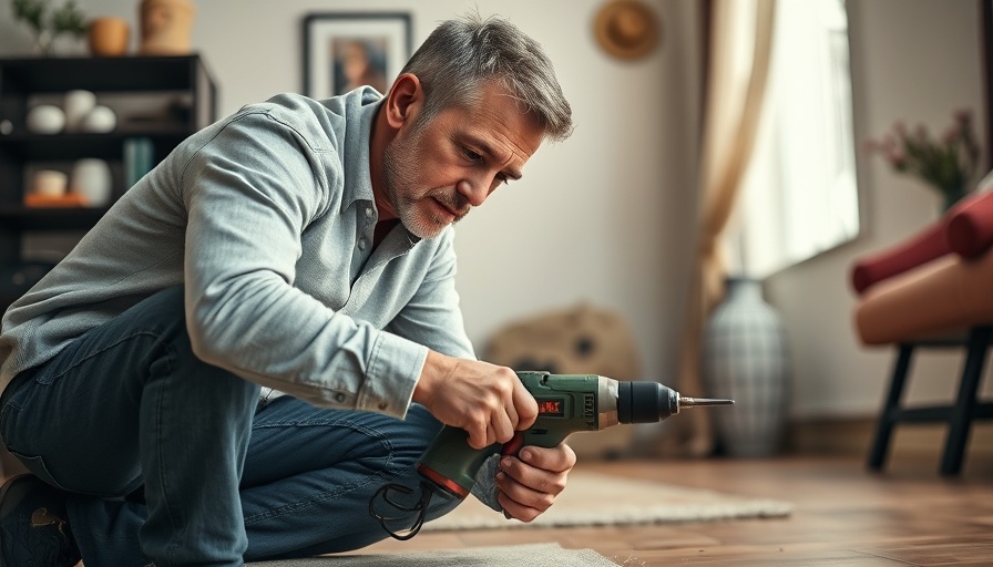 Middle-aged man doing home improvement work with a drill; Home Improvement News.